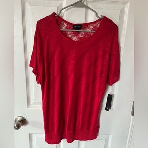 AB Studio Red Blouse with Short Sleeves